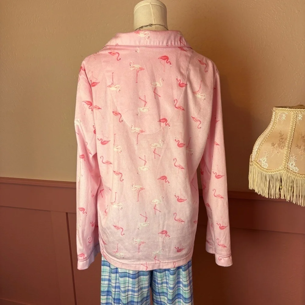 Adorable Pink Flamingo Print Pajama Top Soft Cozy Lounge Bay Studio Sz Medium